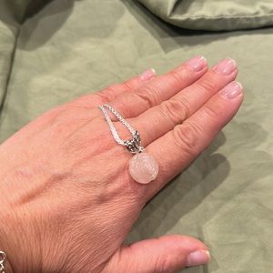 ROSE QUARTZ PENDANT WITH WHITE ZIRCON IN STERLING SILVER 9.95CTS